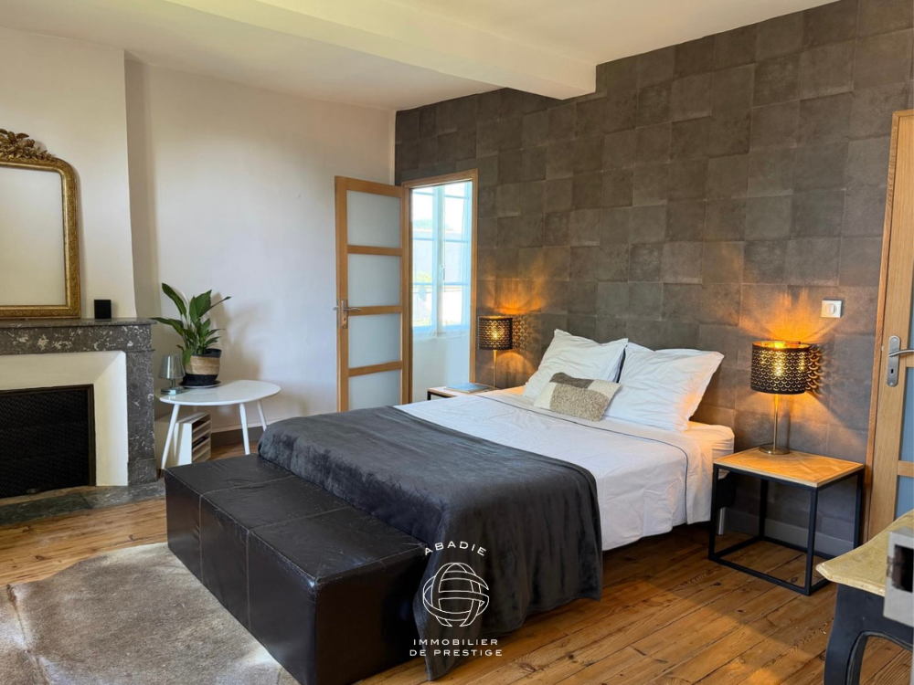 Maison de maître à vendre proche Nay Pau, 214 m², XIXème siècle, parc 2 875 m², piscine, garage, charpente d’époque. Village béarnais calme.